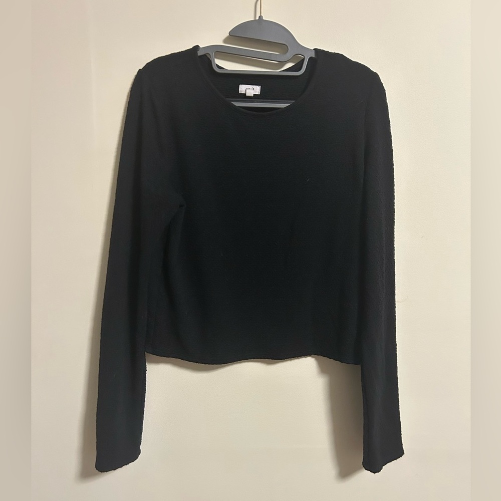 aerie Black Long Sleeve Crewneck Sweatshirt